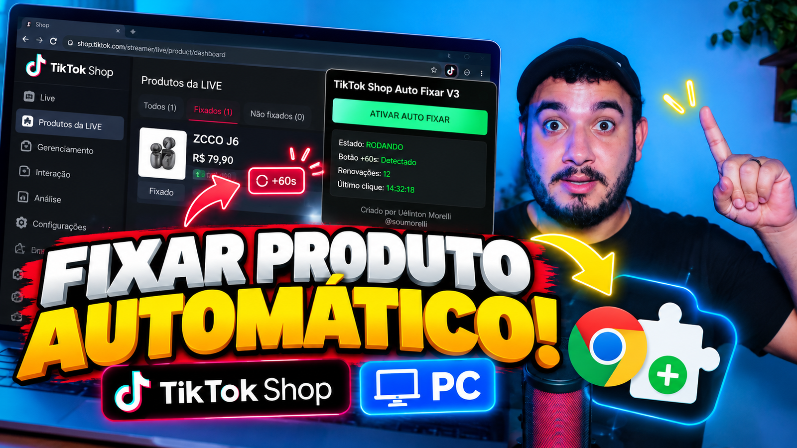 Como fixar produto na live do TikTok Shop pelo PC automaticamente