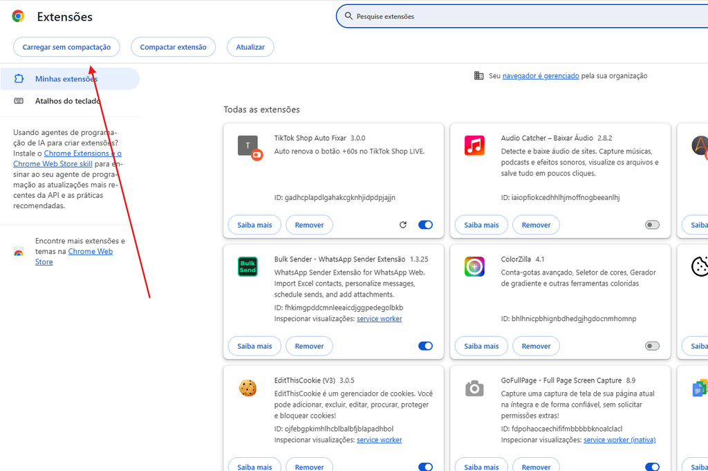 Como Fixar Produto na Live do TikTok Shop pelo PC Automaticamente 5 Opção Carregar sem compactação no Google Chrome